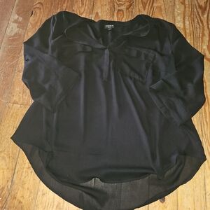 torrid Black V-Neck Long Sleeve Chiffon Blouse